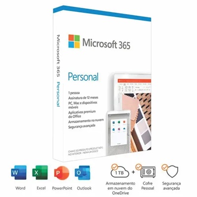 Microsoft 365 Personal (Office 365) 1TB na nuvem para 1 usuário - Licença de 1 ano - Original da Microsoft
