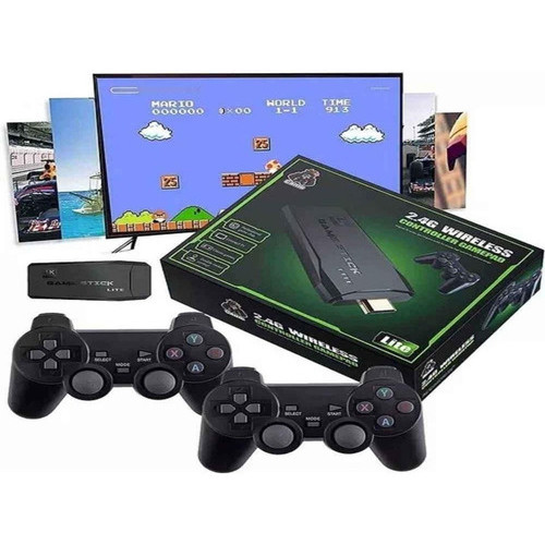 Video game Stick 10mil 2 Controles Sem Fio Console Original Portatil Jogos Retro Antigo premium