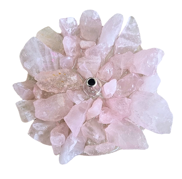 Incensário Redondo Pedra Quartzo Rosa