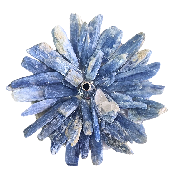 Incensário Redondo Pedra Cianita Azul