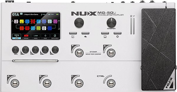 PEDALEIRA PARA GUITARRA E BAIXO NUX MG50 LI - COR BRANCO