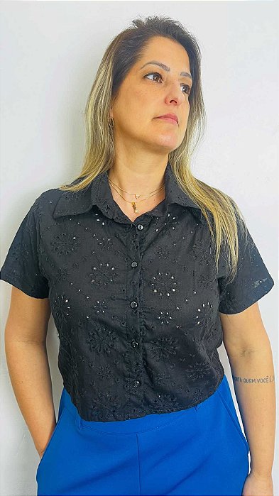 CROPPED CAMISA EM LESE PRETO G