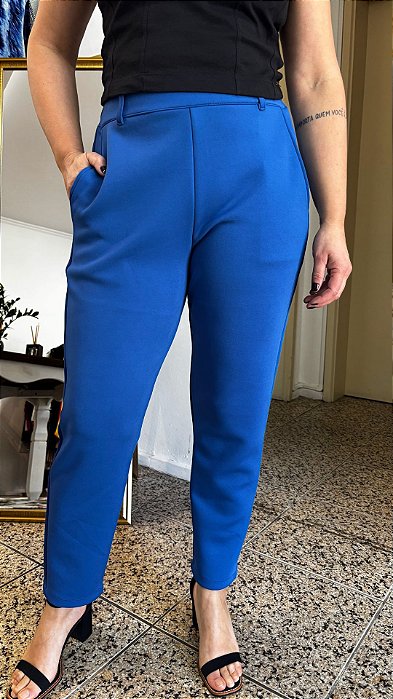 CALÇA FEM AZUL COM ELASTANO M/44