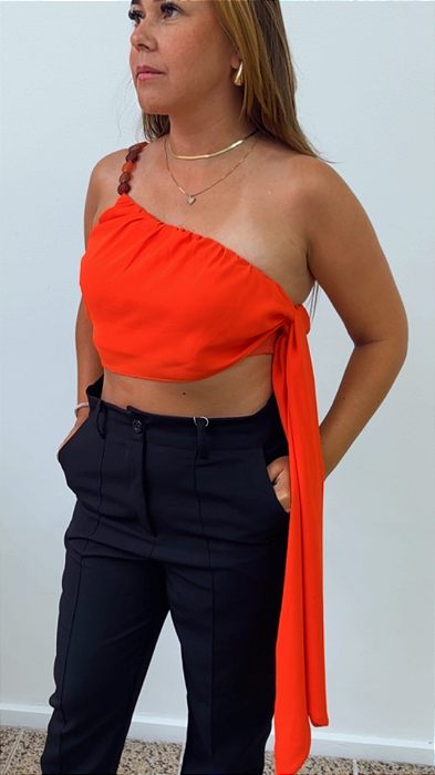 CROPPED CREPE LARANJA UMA ALÇA P