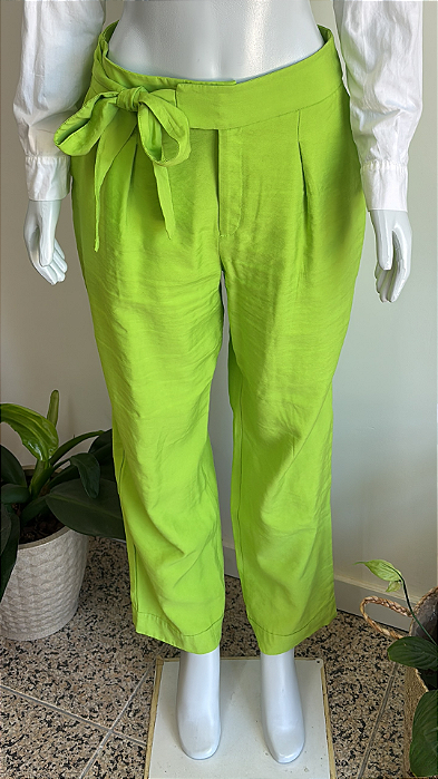 CALÇA FEM VERDE LINHA AMARRAÇÃO LATERAL G/40