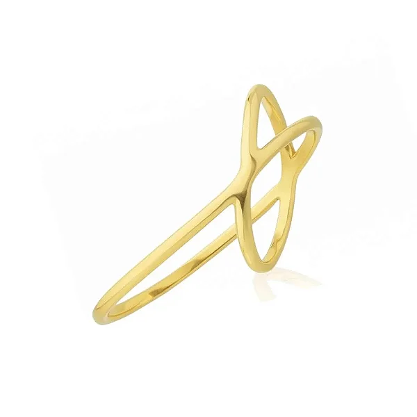 ANEL X CIRCULAR DUPLO BANHADO A OURO 18K