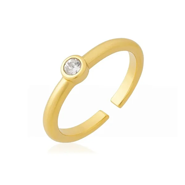 ANEL BRILHO ÚNICO 2MM AJUSTÁVEL BANHADO A OURO 18K
