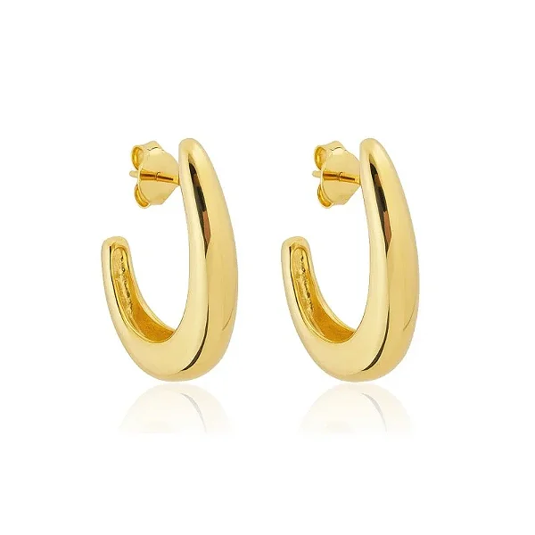 BRINCO ARGOLA JOTA ALONGADO BANHADO A OURO 18K