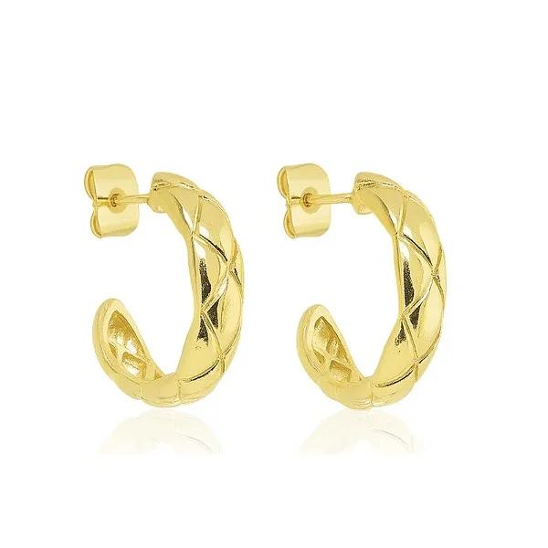 BRINCO ARGOLA TRANÇA P BANHADO A OURO 18K