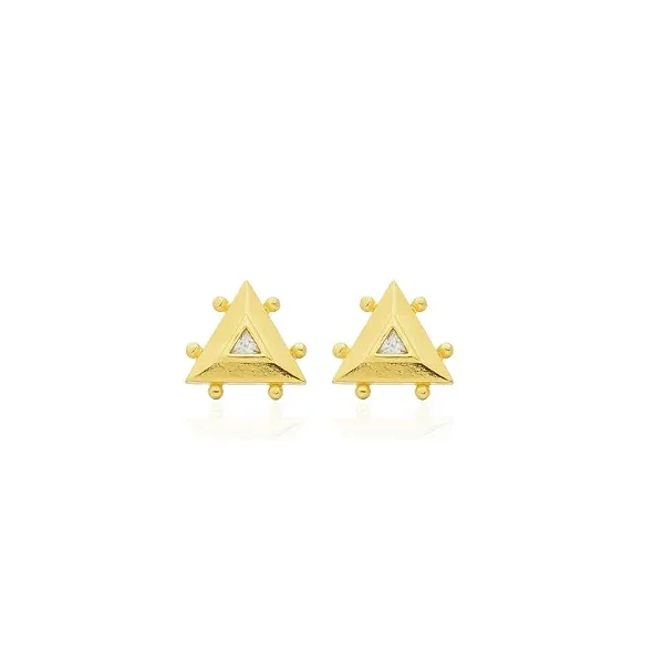 BRINCO ENGRENAGEM TRIANGULAR BANHADO A OURO 18K