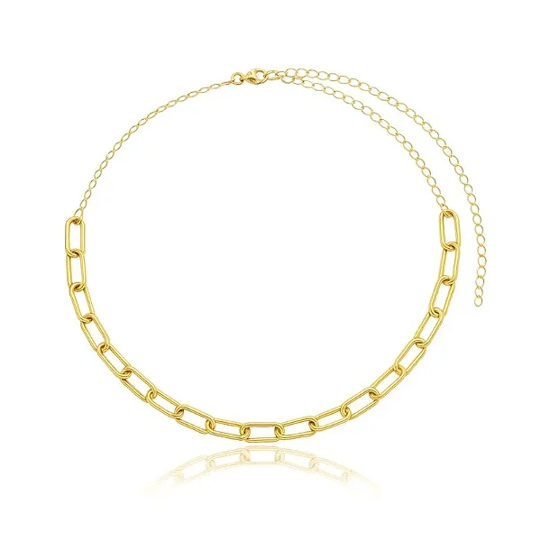 CHOKER RETANGULOS EM ELOS BANHADO A OURO 18K