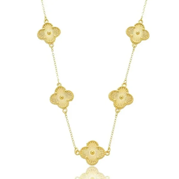 CORDÃO FLOR RICA DOURADA LONGO BANHADO A OURO 18K