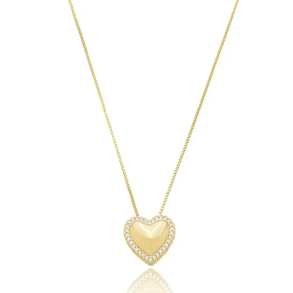 CORDÃO AMOR ÚNICO VAZADO ZIRGÔNIA BANHADO A OURO 18K