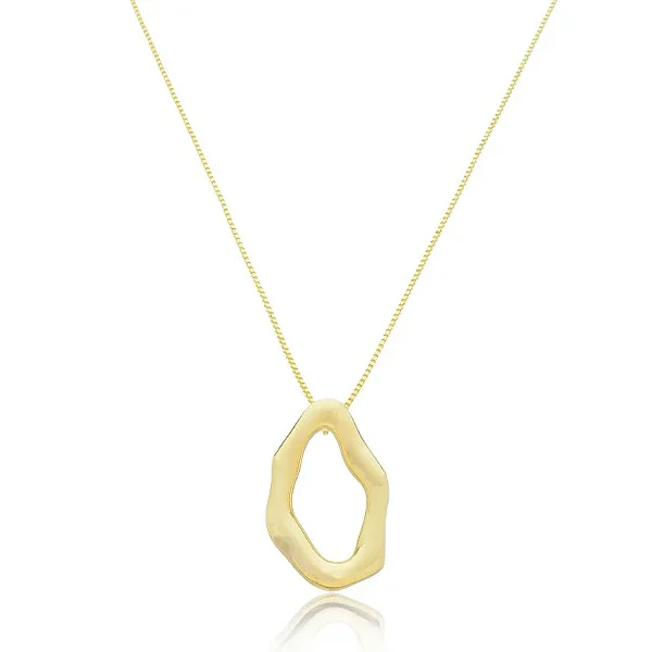 CORDÃO ONDAS ABSTRATAS VAZADO BANHADO A OURO 18K
