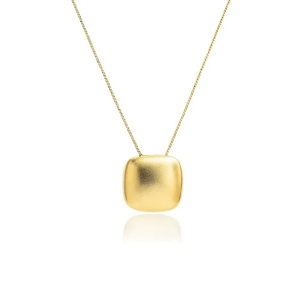 CORDÃO ALTO RELEVO QUADRADO BANHADO A OURO 18K