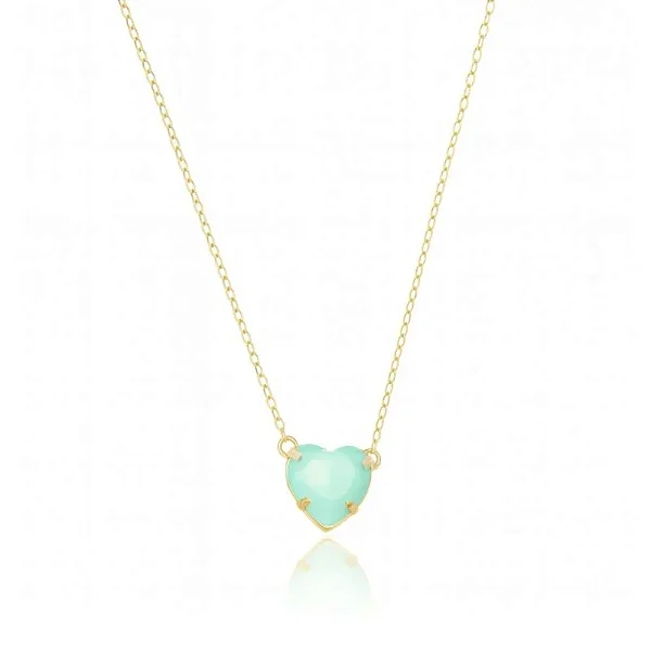 CORDÃO COEUR BLEU TURQUOISE BANHADO A OURO 18K