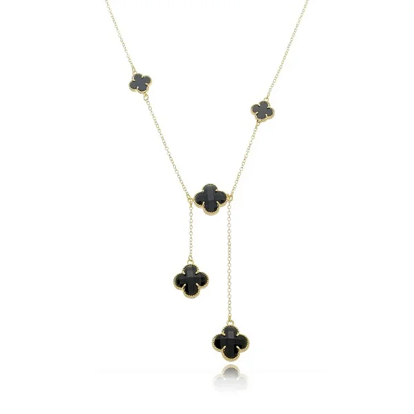 CORDÃO FLOR RICA NOIR BANHADO A OURO 18K