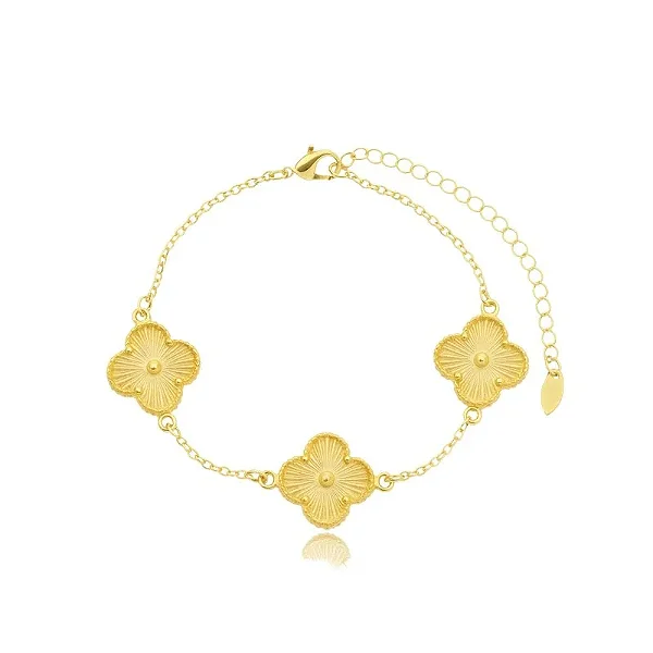 PULSEIRA TRIPLA FLOR RICA 18MM BANHADA A OURO 18K