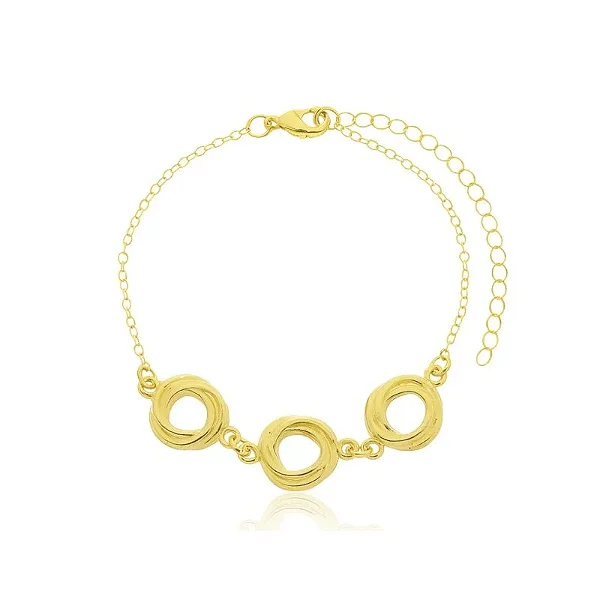 PULSEIRA TRÍPLICE ANEL VOLTAS BANHADA A OURO 18K