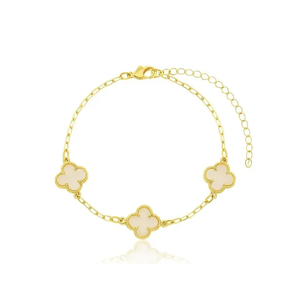 PULSEIRA FLOR RICA BLANC BANHADA A OURO 18K