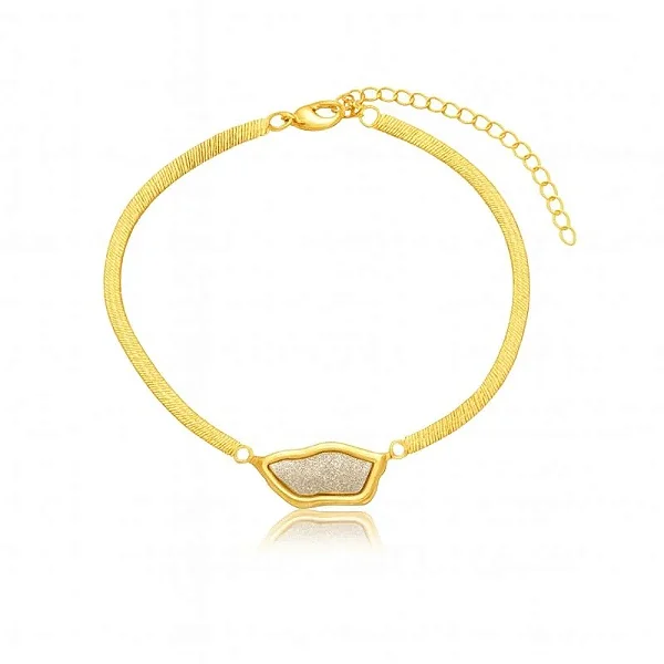 PULSEIRA PEDRA ABSTRATA LINDA BANHADA A OURO 18K