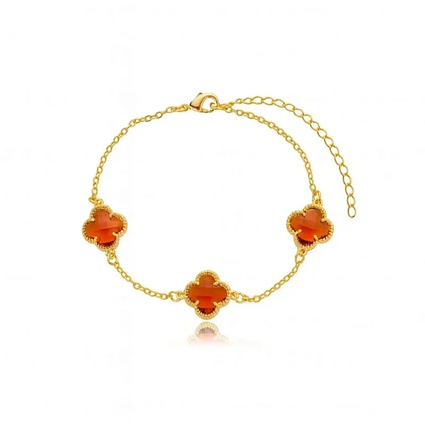 PULSEIRA FLOR RICA RUBRA 10MM BANHADA A OURO 18K