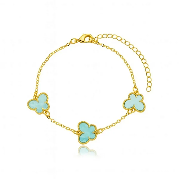 PULSEIRA PAPILLON BLEU BANHADA A OURO 18K