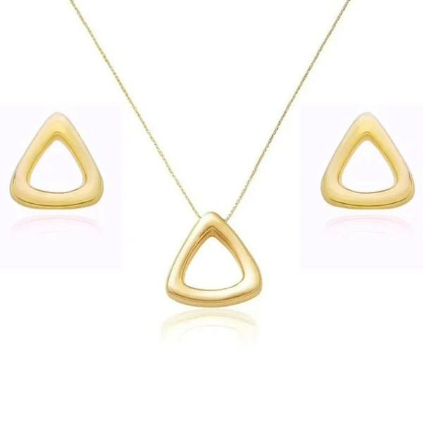 BRINCO ONDAS TRIANGULAR BANHADO A OURO 18K