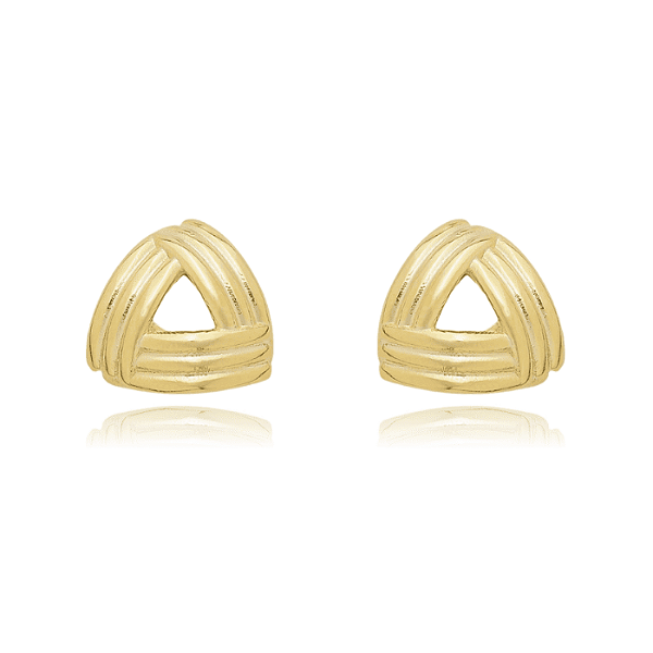BRINCO TRÍPLICE HASTE TRIÂNGULO BANHADO A OURO 18K