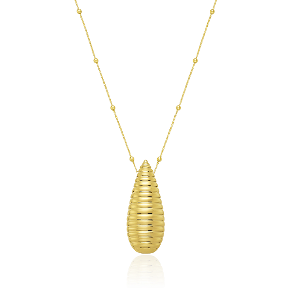 CORDÃO GOTA DA FORTUNA LONGO BANHADA A OURO 18K