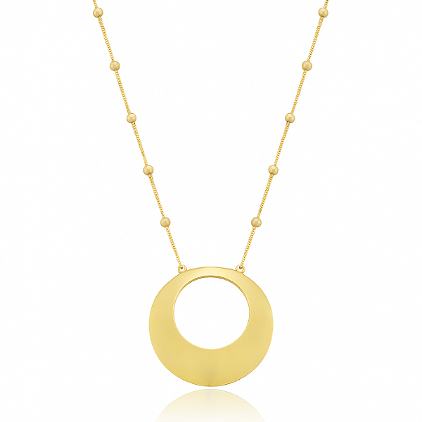 CORDÃO LUA ESFERA VAZADO BANHADO A OURO 18K