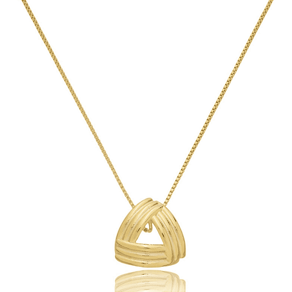 CORDÃO TRÍPLICE HASTE TRIÂNGULO BANHADO A OURO 18K