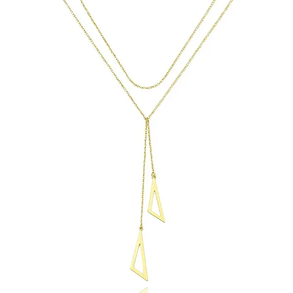 CORDÃO TRIANGULO DAS BERMUDAS DUPLO BANHADO A OURO 18K