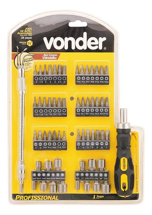 BITS PONTEIRA KIT 58PCS 1/4" VONDER