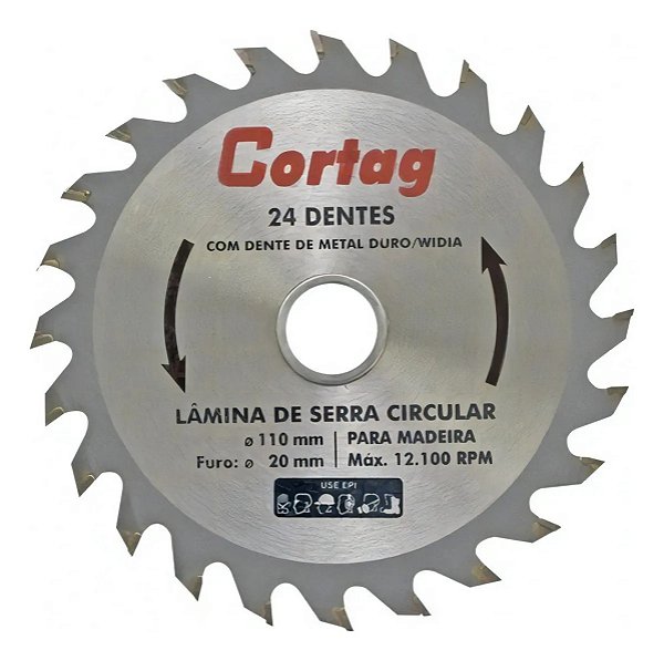 DISCO SERRA CIRCULAR PARA MADEIRA 24 DENTES 110MM CORTAG