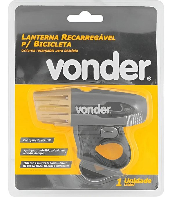 Lanterna Dianteira para Bicicleta Vonder – LED Recarregável
