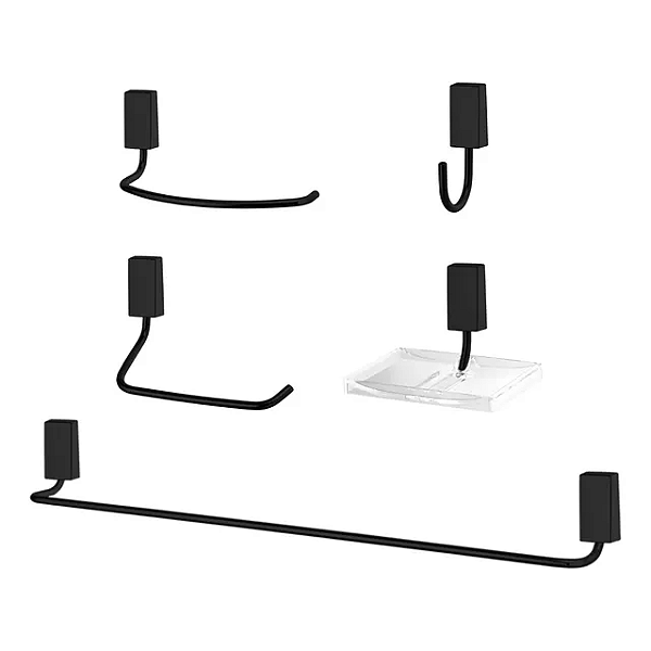 KIT BANHEIRO PRETO WAY 5 PCS B30 LORENZETTI