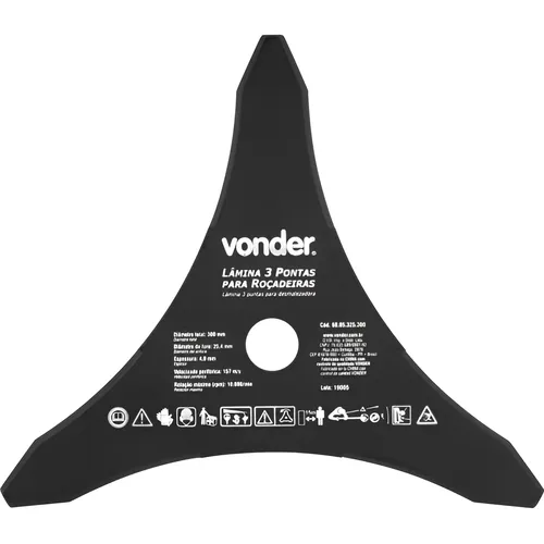Lâmina Para Roçadeiras 3 Pontas 300mm X 25,4mm Vonder