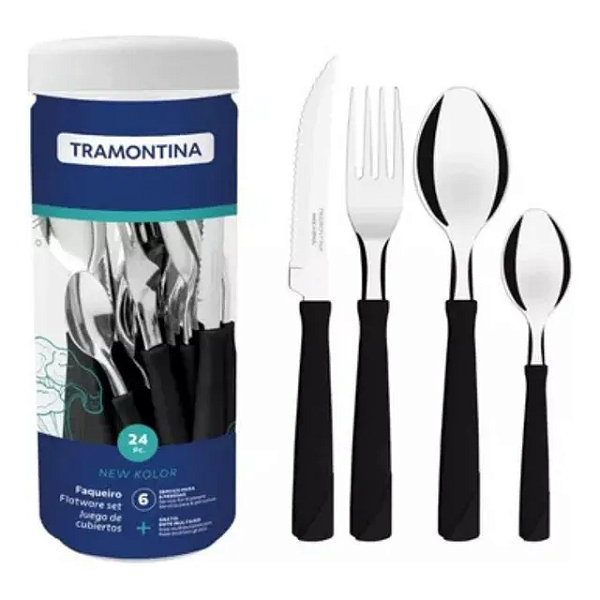 FAQUEIRO INOX 24PC NEW K PRETO TRAMONTINA