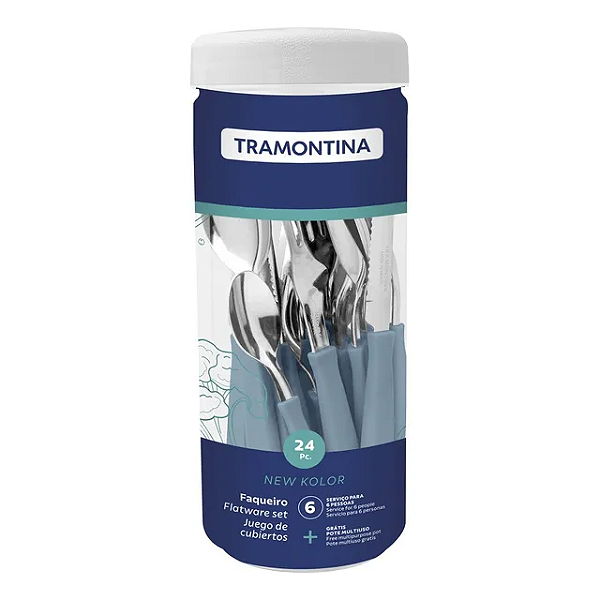 FAQUEIRO INOX 24PC NEW K AZUL TRAMONTINA