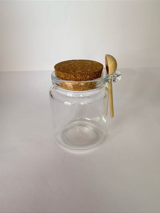 Pote de Vidro com Tampa de Cortiça e Colher