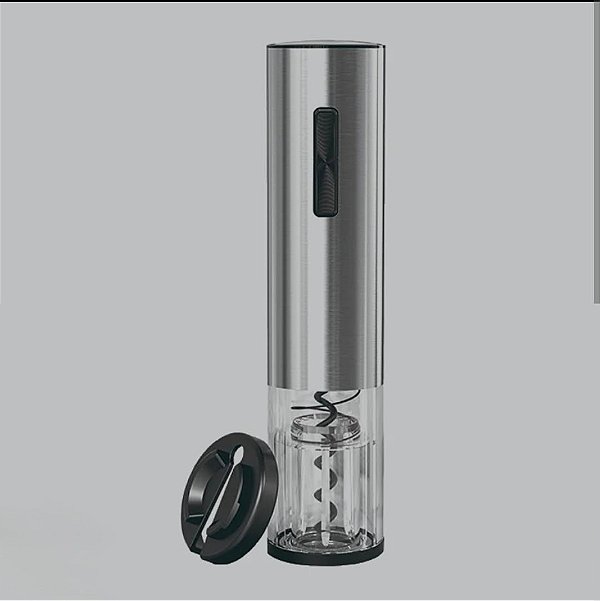 Saca-Rolhas Elétrico Inox Mimo Style com Cortador de Lacre e Cabo USB – 2 Peças | 20x4,5x4,5cm