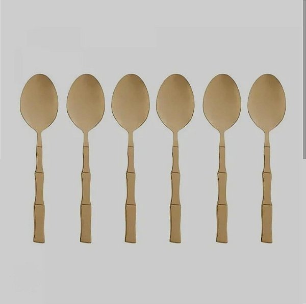 Conjunto Lyor 6 Talheres para Mesa – Bambu Elegant Champanhe | Aço Inoxidável 19,8 cm