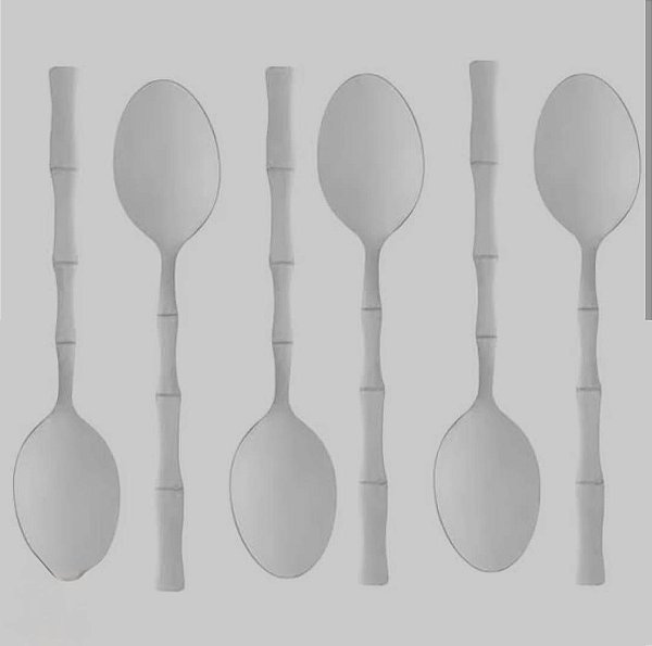 Conjunto de Colheres de Mesa Lyor Bambu Elegant – 6 Unidades | Aço Inoxidável 19,8 cm