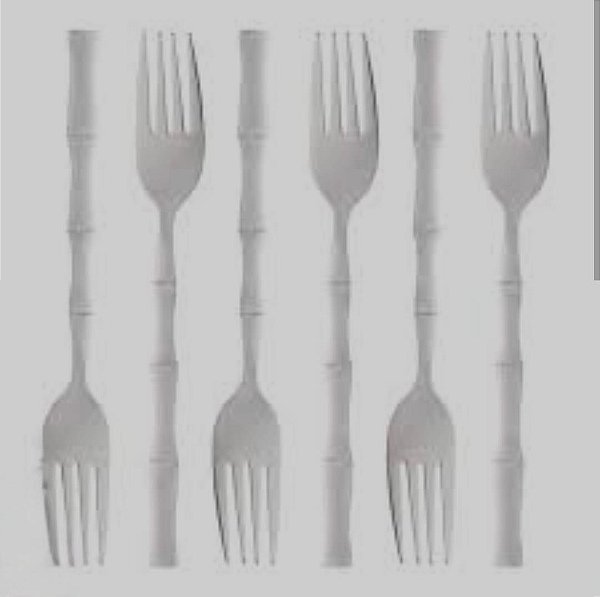 Conjunto de Garfos de Mesa Lyor Bambu Elegant – 6 Unidades | Aço Inoxidável 20 cm