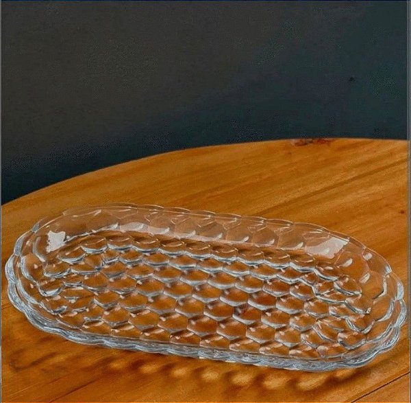 TRAVESSA DE CRISTAL DE CHUMBO BUBBLE 21X12X2CM