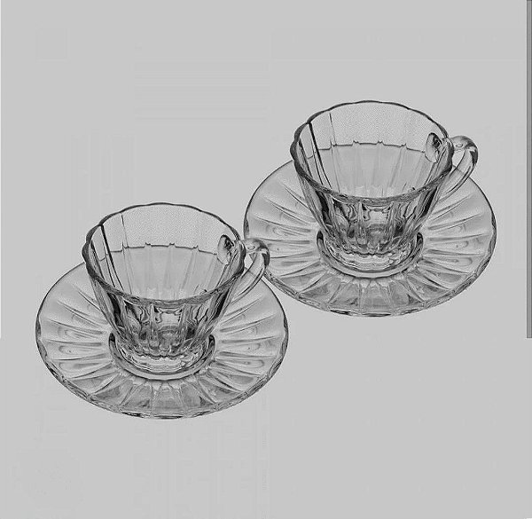 CJ 2 XICARAS PARA CHA DE CRISTAL ECOLOGICO COM PIRES RADIAL 180ML