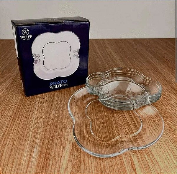 CJ 6 PRATOS PARA SOBREMESA DE VIDRO BUTTERFLY 17CM