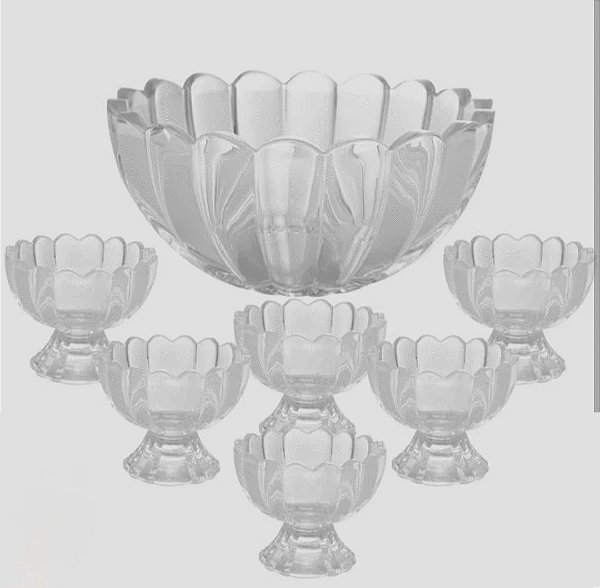 CJ 7 PECAS BOWL COM 6 TACAS PARA SOBREMESA GENEVA 1,1L/125ML