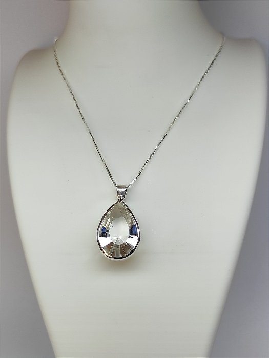 Colar Cristal Gota Facetada